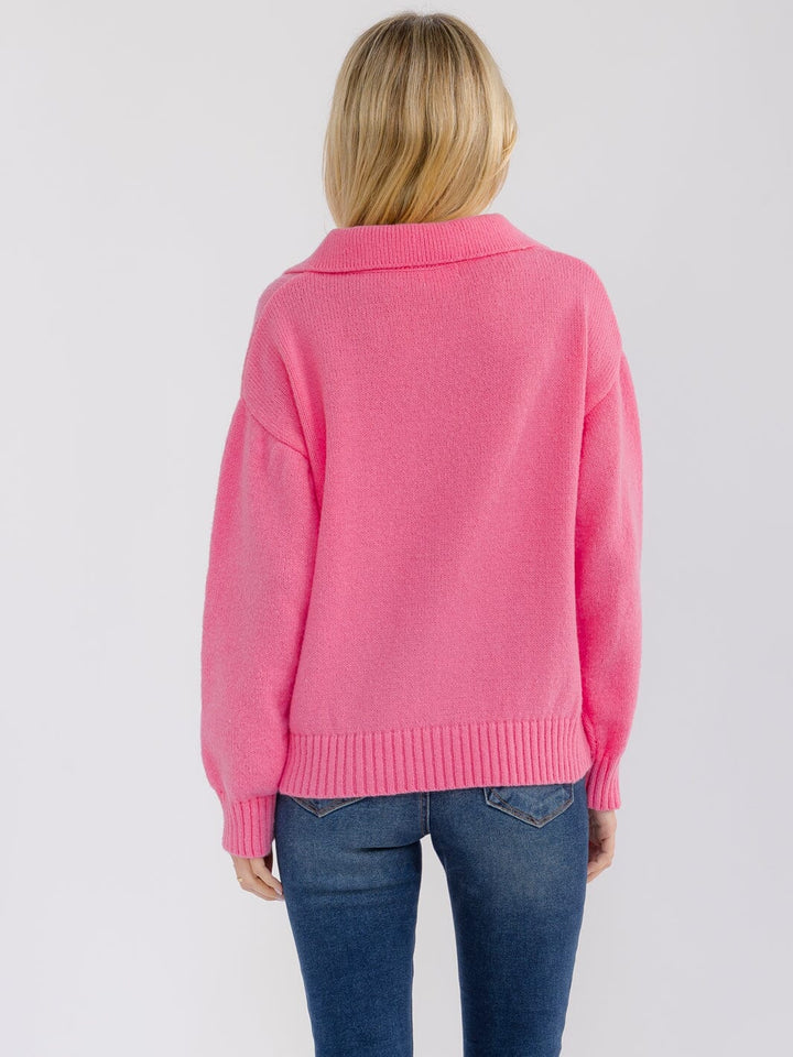 WOMEN'S LONG SLEEVE V-NECK GRAPHIC PULLOVER SWEATER