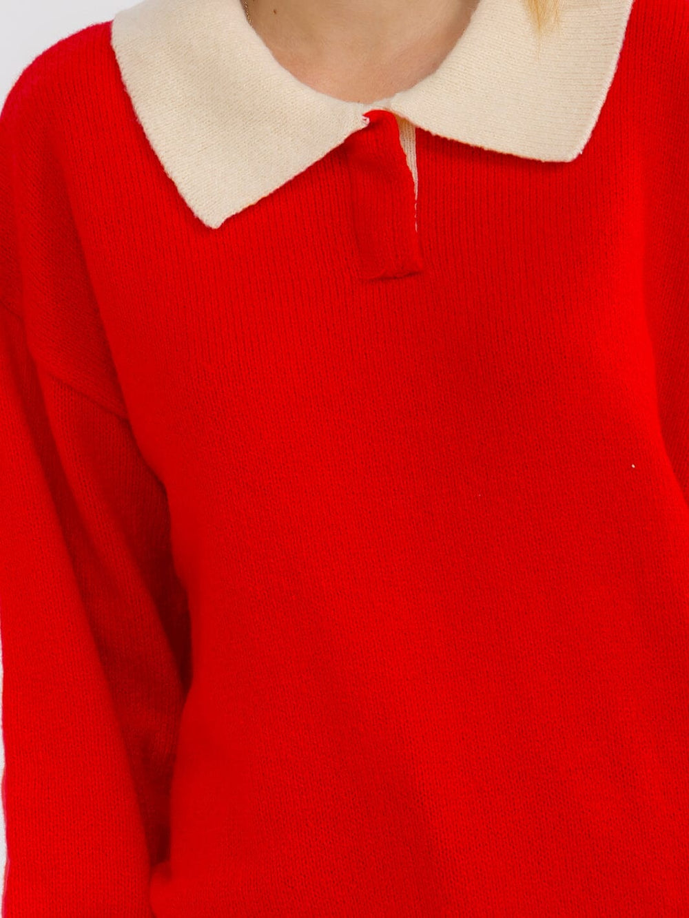 WOMEN'S LONG SLEEVE BUTTON UP COLORBLOCK SWEATER