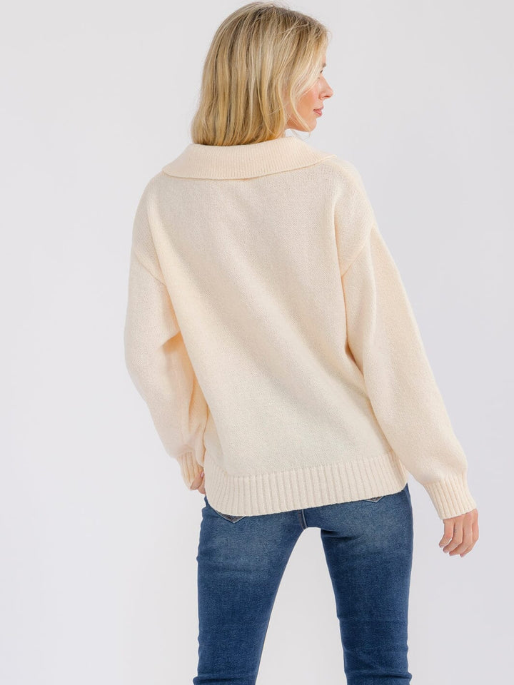 WOMEN'S LONG SLEEVE V-NECK GRAPHIC PULLOVER SWEATER
