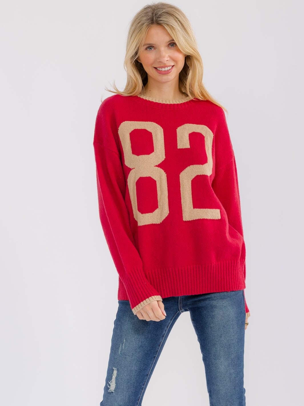 WOMEN'S LONG SLEEVE PRINT PULLOVER SWEATER