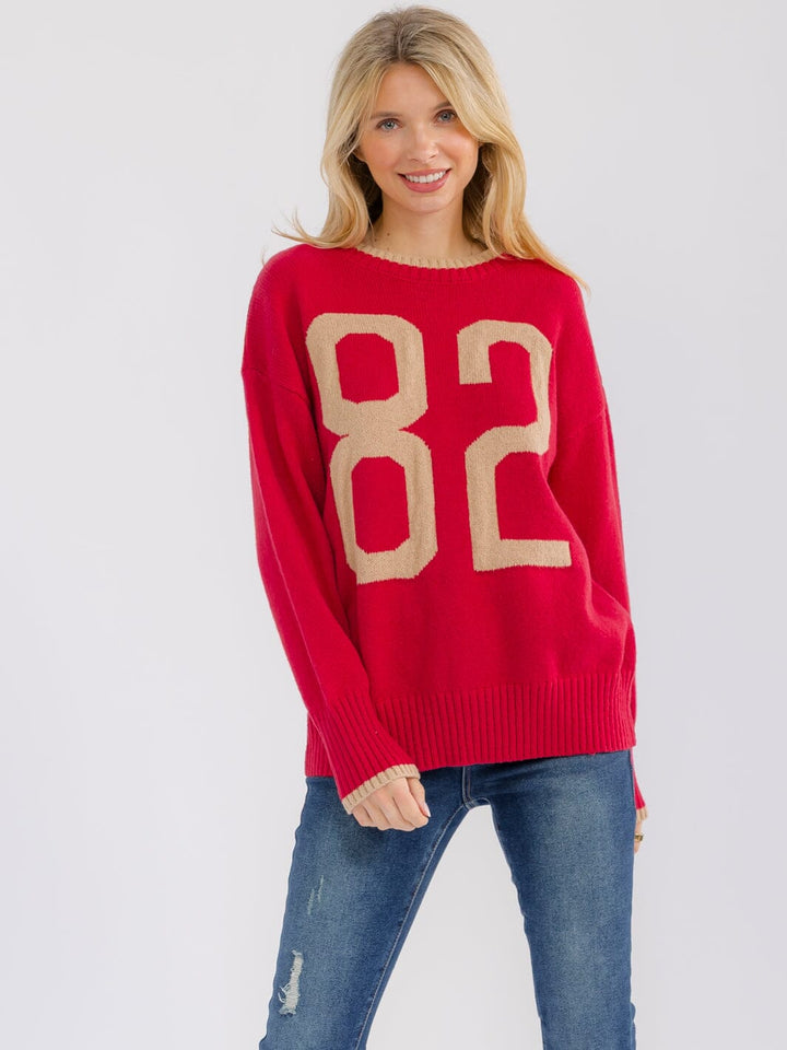 WOMEN'S LONG SLEEVE PRINT PULLOVER SWEATER