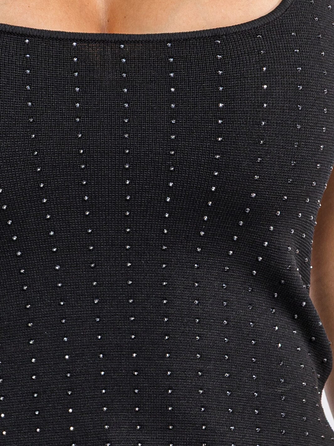 WOMEN'S SLEEVELESS SQUARE NECK RHINESTONES DETAILED TANK TOP