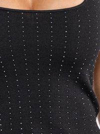 WOMEN'S SLEEVELESS SQUARE NECK RHINESTONES DETAILED TANK TOP
