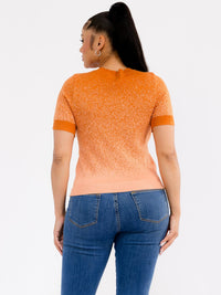 WOMEN'S SHORT SLEEVE OMBRE RHINESTONES TOP