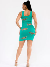 WOMEN'S SLEEVELESS ANIMAL PRINT BODYCON MINI DRESS