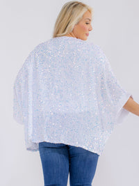 PLUS SIZE 3/4 SLEEVE V-NECK SEQUINS BLOUSE