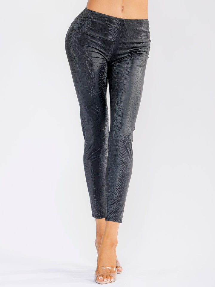 WOMEN'S ELASTIC WAIST ANIMAL PRINT SKINNY LEG LEGGINGS