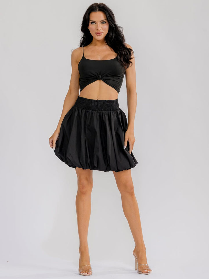 WOMEN'S ELASTIC WAIST BUBBLE MINI SKIRT