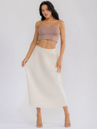 WOMEN'S ELASTIC WAIST RIBBED MAXI SKIRT