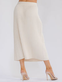 WOMEN'S ELASTIC WAIST RIBBED MAXI SKIRT