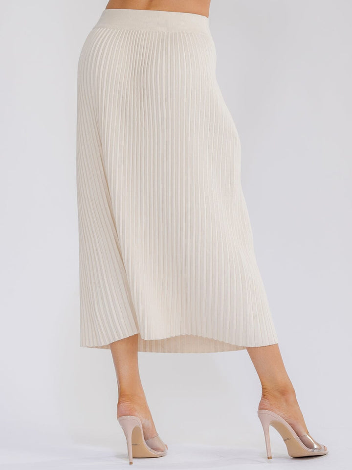 WOMEN'S ELASTIC WAIST RIBBED MAXI SKIRT