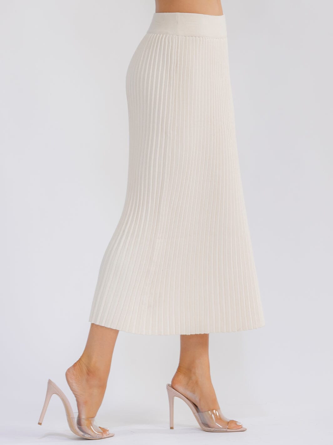 WOMEN'S ELASTIC WAIST RIBBED MAXI SKIRT