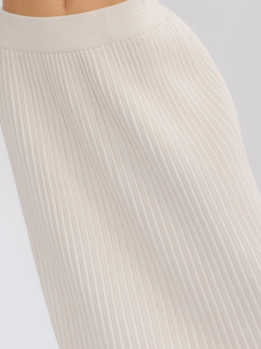 WOMEN'S ELASTIC WAIST RIBBED MAXI SKIRT