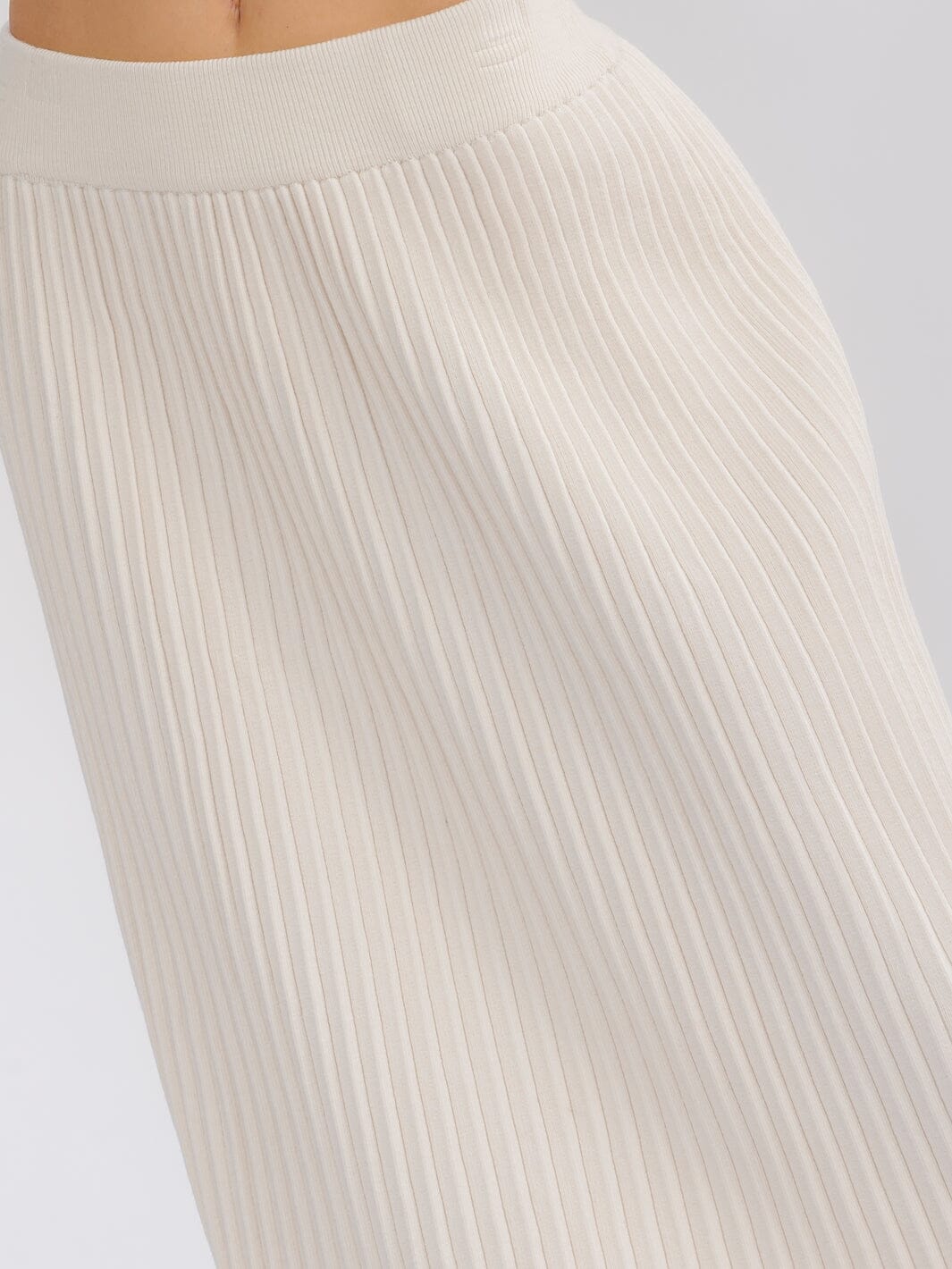 WOMEN'S ELASTIC WAIST RIBBED MAXI SKIRT