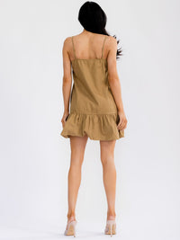 WOMEN'S SLEEVELESS FRONT POCKETS LOOSE FIT DENIM MINI DRESS