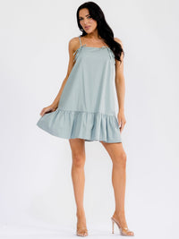 WOMEN'S SLEEVELESS FRONT POCKETS LOOSE FIT DENIM MINI DRESS