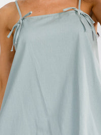 WOMEN'S SLEEVELESS FRONT POCKETS LOOSE FIT DENIM MINI DRESS