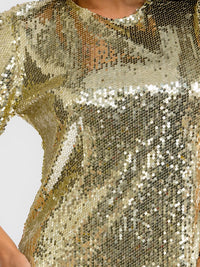 WOMEN'S SHORT SLEEVE TUNIC SEQUINS MINI DRESS