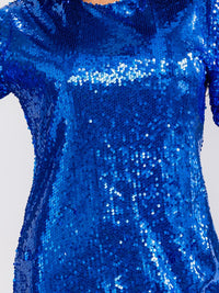 WOMEN'S SHORT SLEEVE TUNIC SEQUINS MINI DRESS