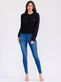 WOMEN'S LONG SLEEVE BUTTON CLOSURE DETAILED SWEATER