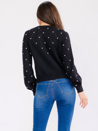 WOMEN'S LONG SLEEVE BUTTON CLOSURE DETAILED SWEATER