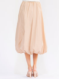 WOMEN'S ELASTIC WAIST BUBBLE MIDI SKIRT