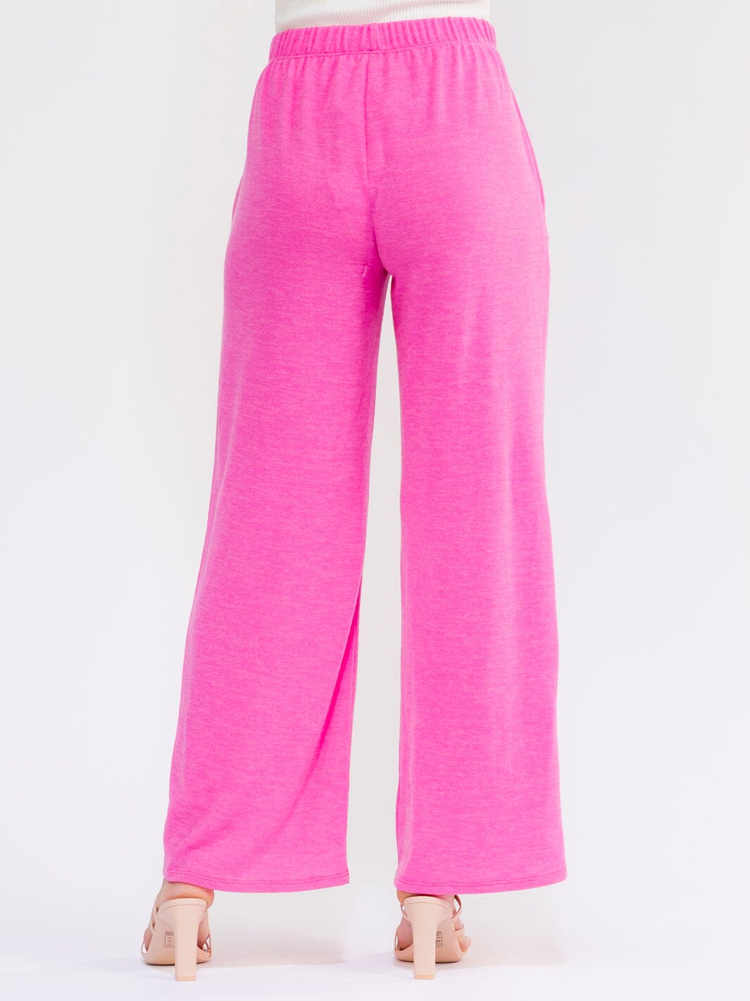 WOMEN'S ELASTIC WAIST FRONT POCKETS STRAIGHT LEG PANTS