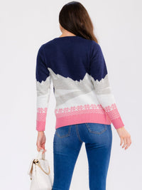 WOMEN'S LONG SLEEVE SEQUINS GRAPHIC PULLOVER HOLIDAY SWEATER