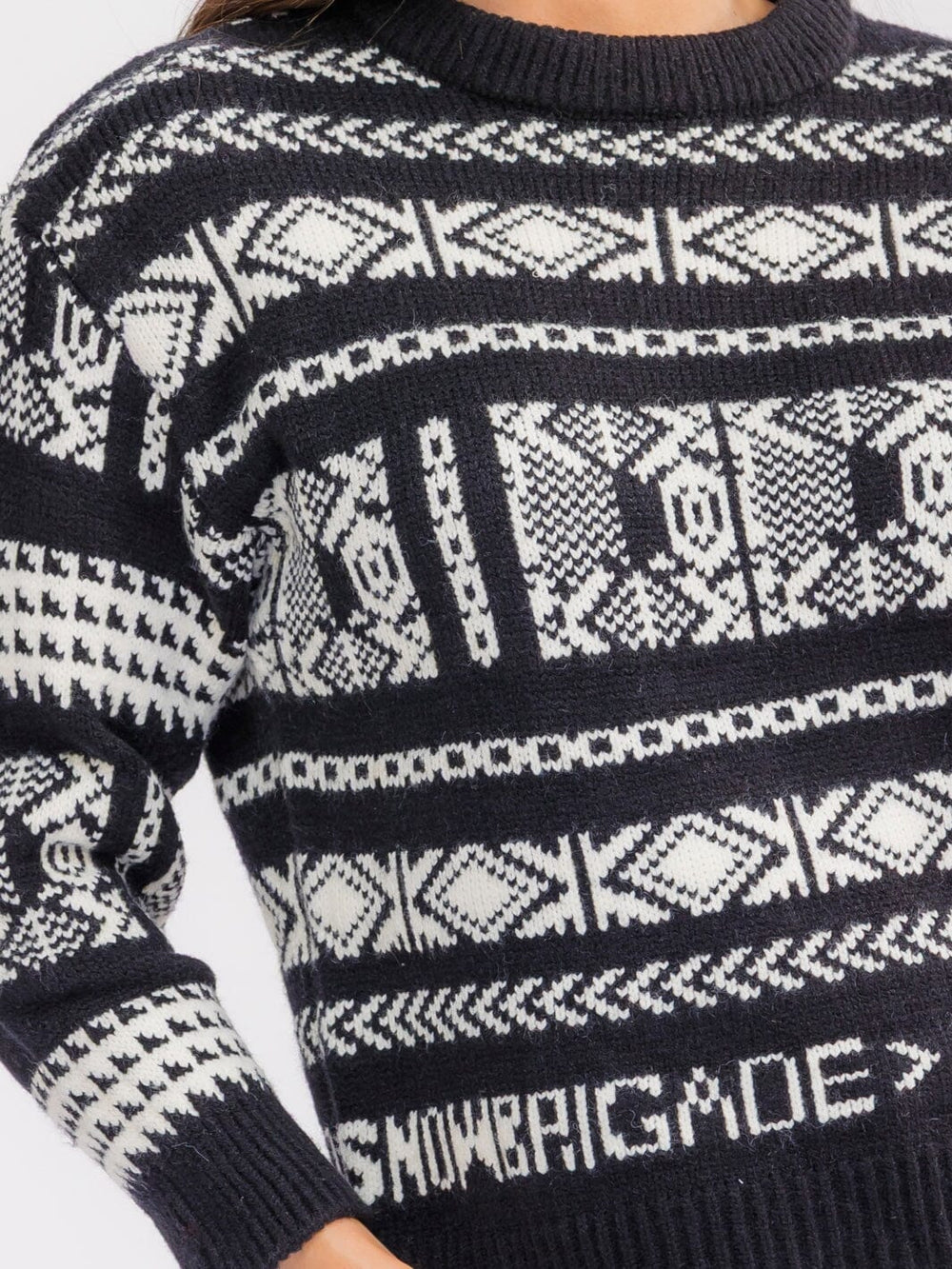 WOMEN'S LONG SLEEVE MULTI PRINT PULLOVER HOLIDAY SWEATER