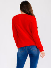 WOMEN'S LONG SLEEVE SEQUINS GRAPHIC PULLOVER HOLIDAY SWEATER