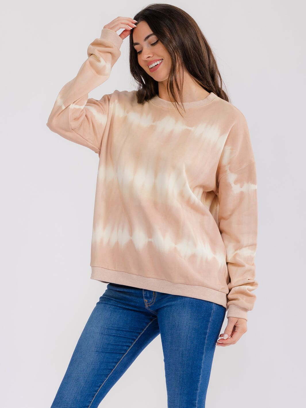WOMEN'S LONG SLEEVE TIE DYE PULLOVER SWEATER