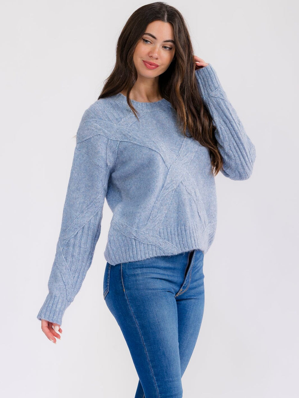 WOMEN'S LONG SLEEVE DETAILED PULLOVER SWEATER