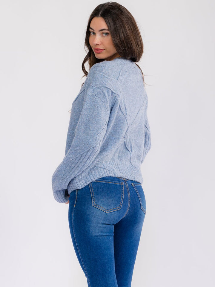 WOMEN'S LONG SLEEVE DETAILED PULLOVER SWEATER