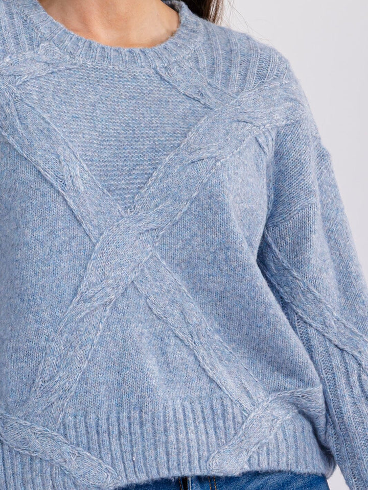 WOMEN'S LONG SLEEVE DETAILED PULLOVER SWEATER