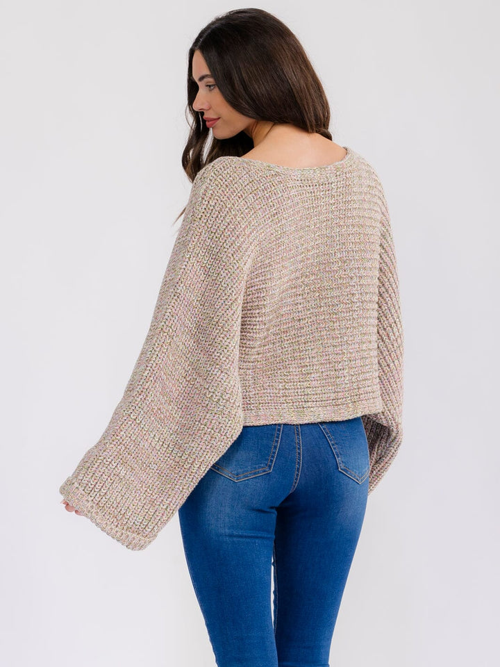 WOMEN'S LONG SLEEVE MULTI RIBBED PULLOVER SWEATER