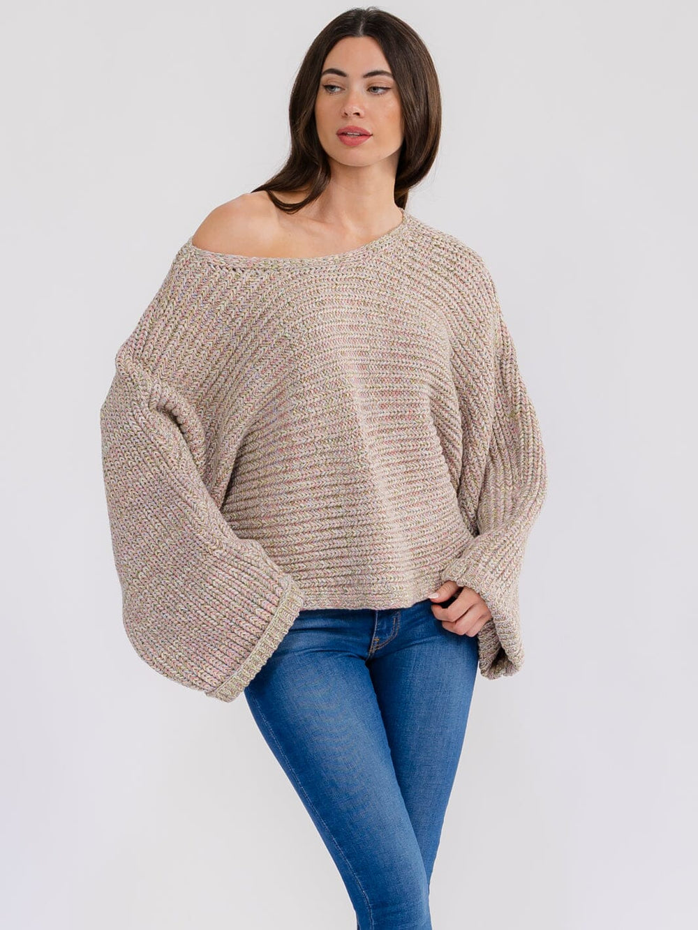 WOMEN'S LONG SLEEVE MULTI RIBBED PULLOVER SWEATER