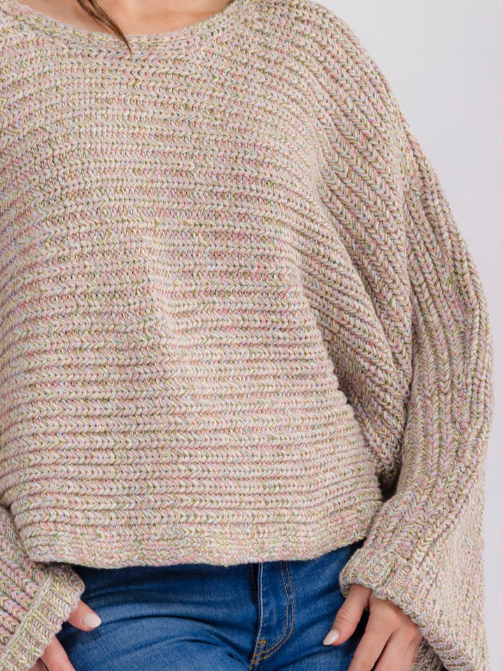 WOMEN'S LONG SLEEVE MULTI RIBBED PULLOVER SWEATER
