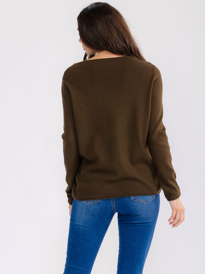 WOMEN'S LONG SLEEVE V-NECK PULLOVER SWEATER