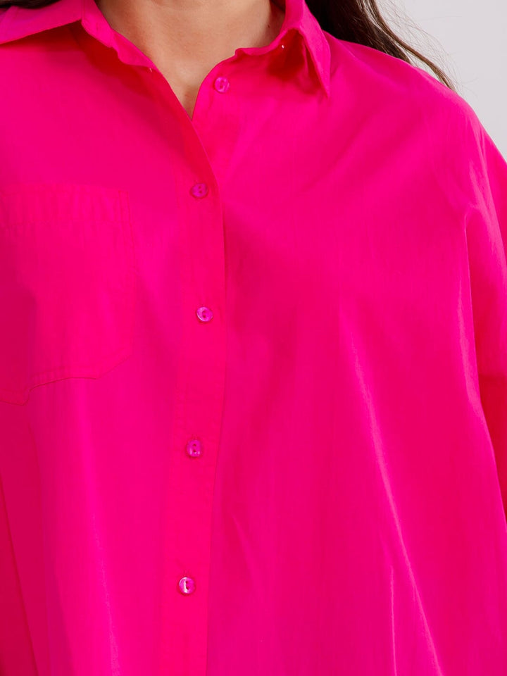 WOMEN'S LONG SLEEVE BUTTON UP HIGH-LOW OVERSIZED SHIRT