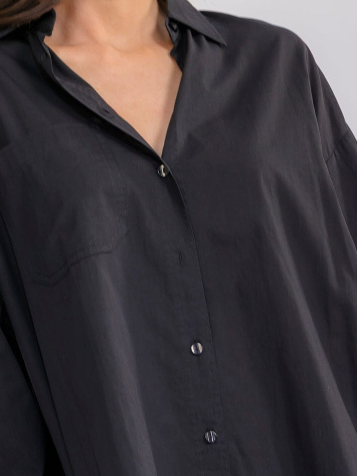 WOMEN'S LONG SLEEVE BUTTON UP HIGH-LOW OVERSIZED SHIRT