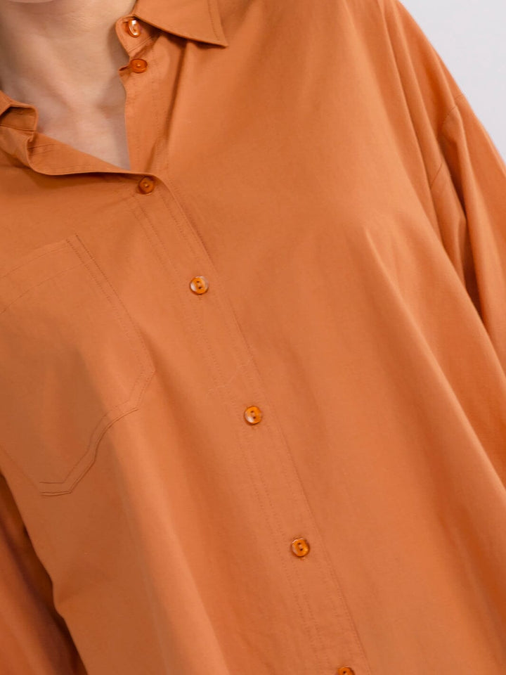 WOMEN'S LONG SLEEVE BUTTON UP HIGH-LOW OVERSIZED SHIRT