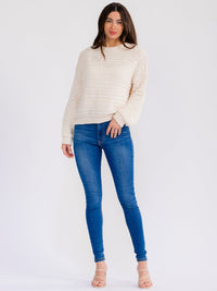 WOMEN'S LONG SLEEVE SEQUINS PULLOVER SWEATER