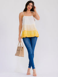 WOMEN'S SLEEVELESS TIERED COLORBLOCK TANK TOP
