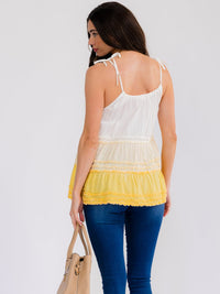 WOMEN'S SLEEVELESS TIERED COLORBLOCK TANK TOP