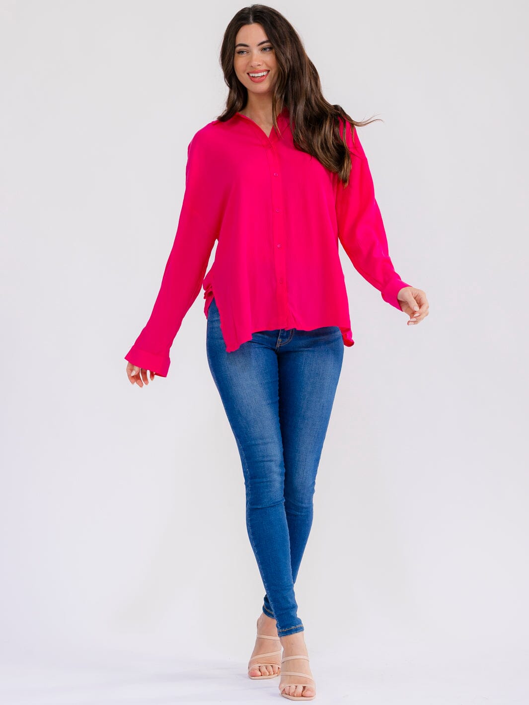 WOMEN'S LONG SLEEVE BUTTON UP BLOUSE