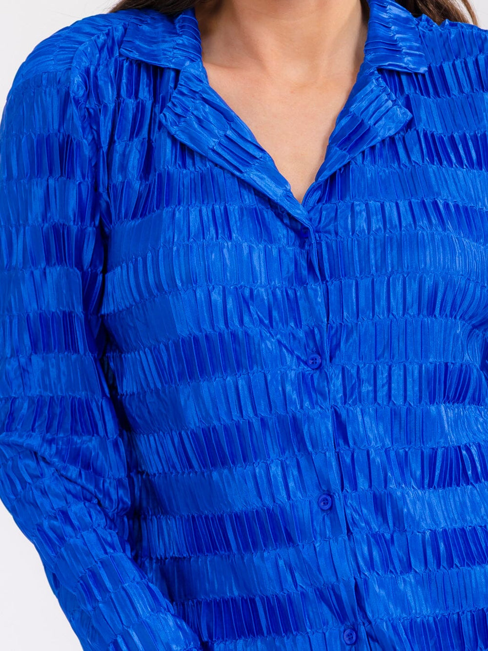 WOMEN'S LONG SLEEVE BUTTON UP DETAILED BLOUSE