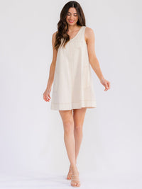 WOMEN'S SLEEVELESS FRONT POCKETS LOOSE FIT DENIM MINI DRESS