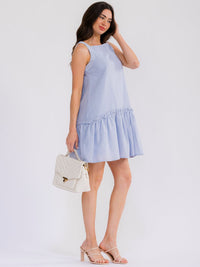 WOMEN'S SLEEVELESS FRONT POCKETS LOOSE FIT STRIPES MINI DRESS