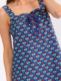 WOMEN'S SLEEVELESS FRONT POCKETS LACE UP FLORAL MINI DRESS