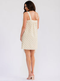 WOMEN'S SLEEVELESS FRONT POCKETS LACE UP FLORAL MINI DRESS